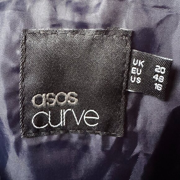 ASOS Curve Navy Coated Snap Front Hooded Raincoat in Women's 16 - Picture 3 of 12